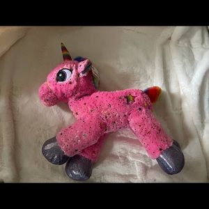 Large pink unicorn plush sparkly glitter